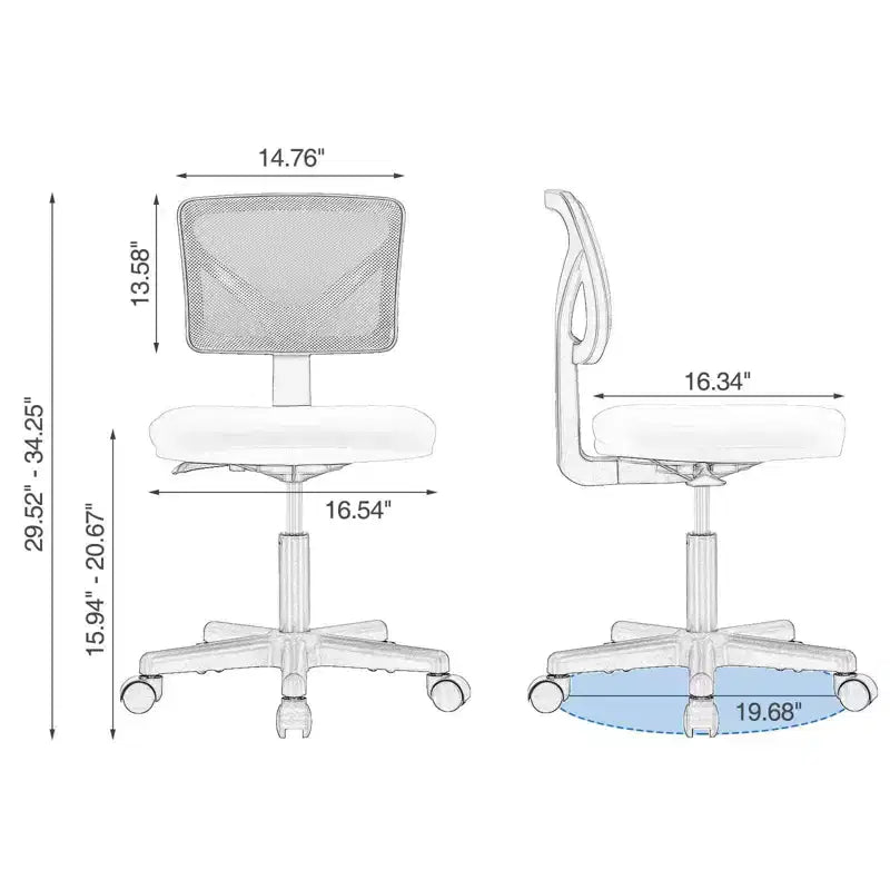 Chaise de bureau moderne à dossier bas en maille, avec roulettes, fauteuil de travail pivotant et réglable pour bureau, bureau à domicile, coiffeuse