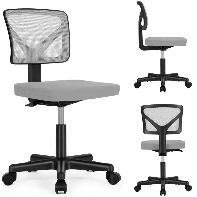 Chaise de bureau moderne à dossier bas en maille, avec roulettes, fauteuil de travail pivotant et réglable pour bureau, bureau à domicile, coiffeuse