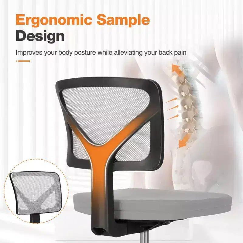 Chaise de bureau moderne à dossier bas en maille, avec roulettes, fauteuil de travail pivotant et réglable pour bureau, bureau à domicile, coiffeuse