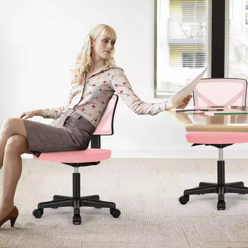 Chaise de bureau moderne à dossier bas en maille, avec roulettes, fauteuil de travail pivotant et réglable pour bureau, bureau à domicile, coiffeuse