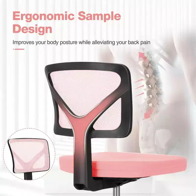 Chaise de bureau moderne à dossier bas en maille, avec roulettes, fauteuil de travail pivotant et réglable pour bureau, bureau à domicile, coiffeuse