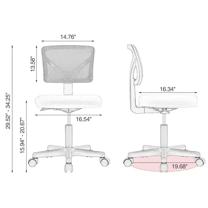 Chaise de bureau moderne à dossier bas en maille, avec roulettes, fauteuil de travail pivotant et réglable pour bureau, bureau à domicile, coiffeuse