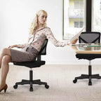 Chaise de bureau moderne à dossier bas en maille, avec roulettes, fauteuil de travail pivotant et réglable pour bureau, bureau à domicile, coiffeuse