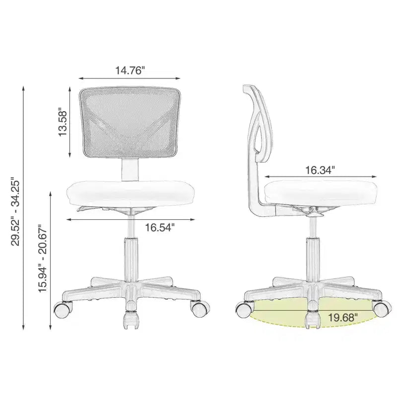 Chaise de bureau moderne à dossier bas en maille, avec roulettes, fauteuil de travail pivotant et réglable pour bureau, bureau à domicile, coiffeuse