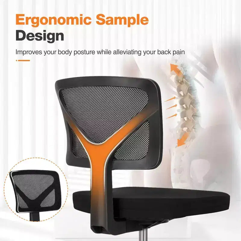 Chaise de bureau moderne à dossier bas en maille, avec roulettes, fauteuil de travail pivotant et réglable pour bureau, bureau à domicile, coiffeuse