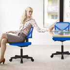 Chaise de bureau moderne à dossier bas en maille, avec roulettes, fauteuil de travail pivotant et réglable pour bureau, bureau à domicile, coiffeuse