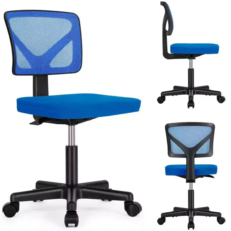 Chaise de bureau moderne à dossier bas en maille, avec roulettes, fauteuil de travail pivotant et réglable pour bureau, bureau à domicile, coiffeuse