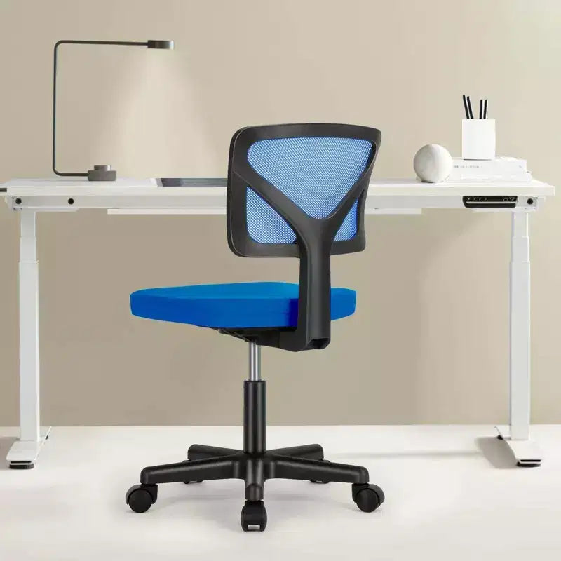 Chaise de bureau moderne à dossier bas en maille, avec roulettes, fauteuil de travail pivotant et réglable pour bureau, bureau à domicile, coiffeuse