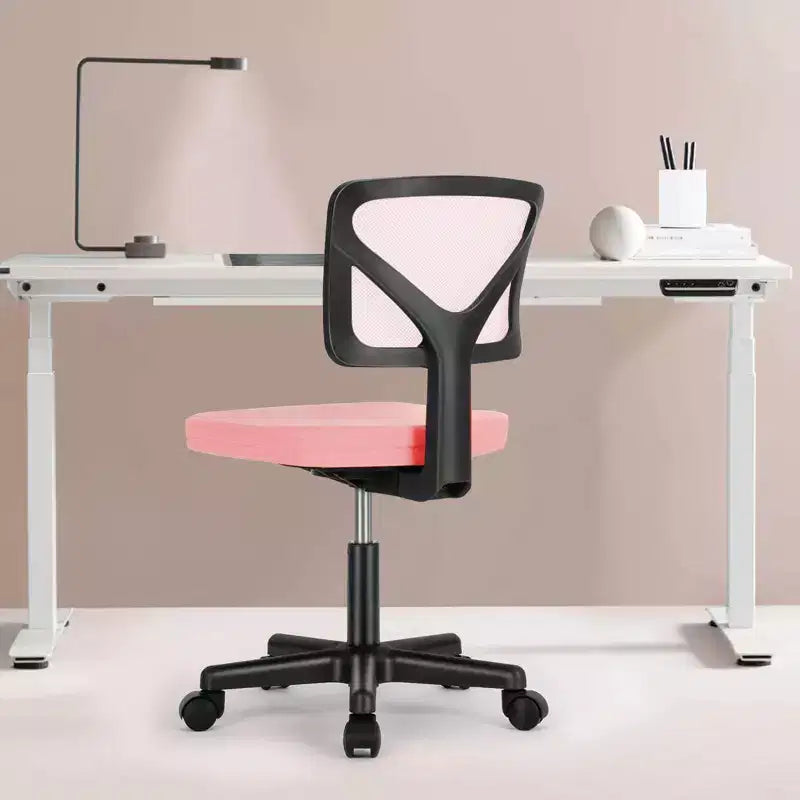 Chaise de bureau moderne à dossier bas en maille, avec roulettes, fauteuil de travail pivotant et réglable pour bureau, bureau à domicile, coiffeuse