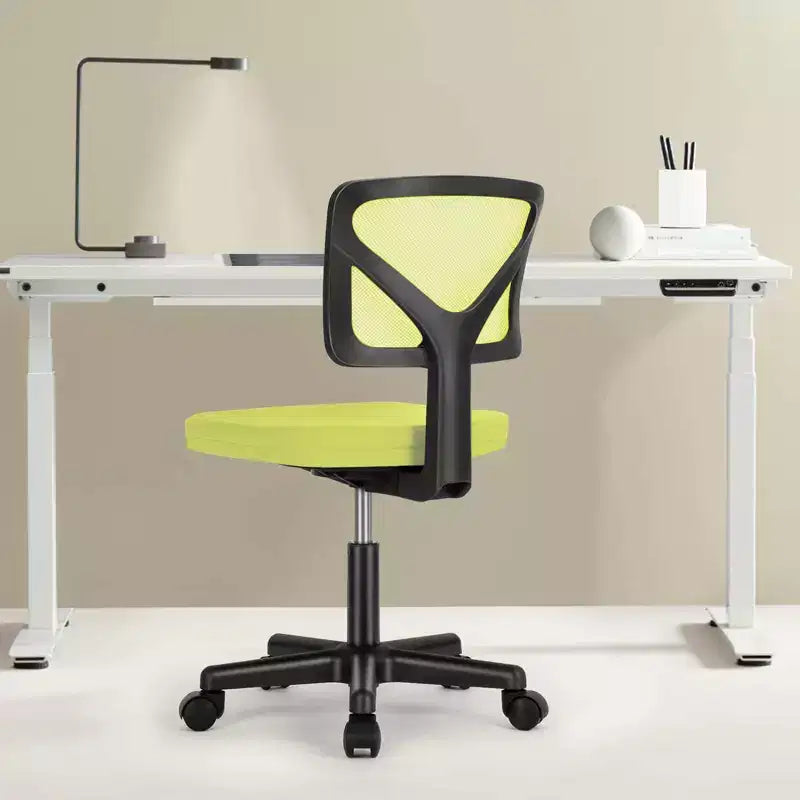 Chaise de bureau moderne à dossier bas en maille, avec roulettes, fauteuil de travail pivotant et réglable pour bureau, bureau à domicile, coiffeuse