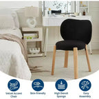 Jolie chaise de coiffeuse avec dossier en forme de cœur, tabouret de maquillage moderne en tissu Teddy pour coiffeuse, bureau, chambre, salle à manger et salon