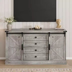 Meuble buffet avec rangement, meuble TV de style rustique avec porte coulissante en forme de grange, grande table de buffet pour salle à manger, cuisine et salon