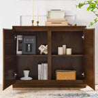 Buffet de 99 cm avec 2 trous pour prises, Meuble de rangement, Meuble de cuisine pour Salon, Cuisine, Salle à manger, Noyer
