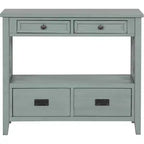 36 Inch Console, Farmhouse Entry, Solid Wood Sideboard Buffet Cabinet, Sofa Table with 4 Drawers & 1 Storage Shelf for Entryway, Hallway Kitchen