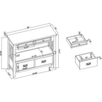 Console de 91 cm, Meuble d'entrée style ferme, Buffet en bois massif, Table de canapé avec 4 tiroirs et 1 étagère de rangement pour entrée, couloir, cuisine