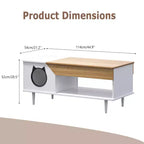 Table basse de 45 pouces, noire, avec tiroir de rangement, table basse de salon en bois rustique avec niche pour chat