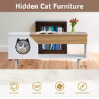 Table basse de 45 pouces, noire, avec tiroir de rangement, table basse de salon en bois rustique avec niche pour chat