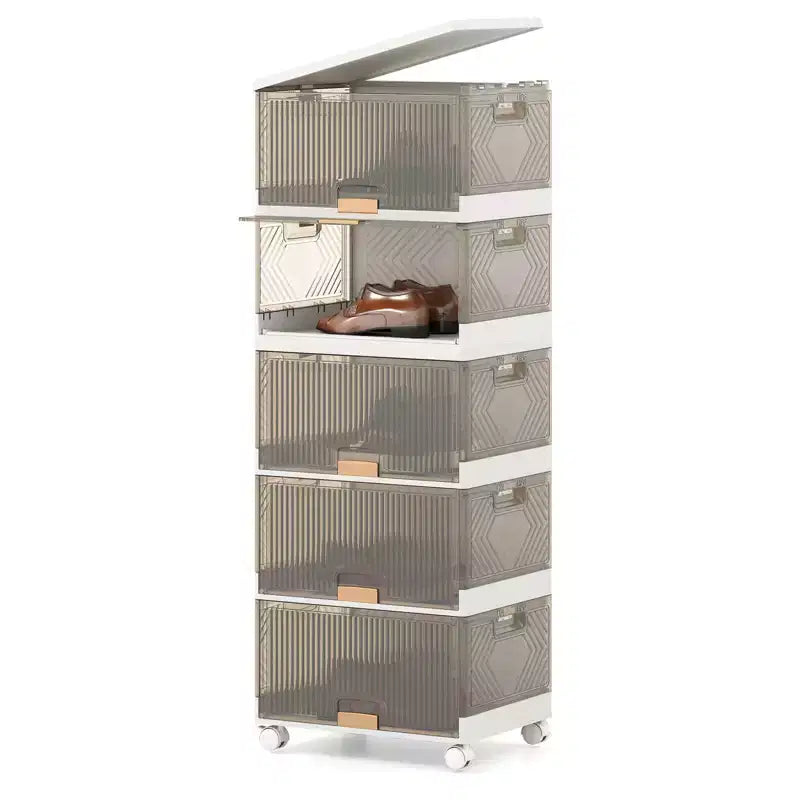 5 bacs de rangement empilables avec roues détachables 85 L Grand organisateur