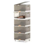 5 bacs de rangement empilables avec roues détachables 85 L Grand organisateur