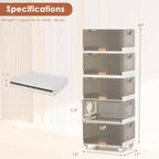 5 bacs de rangement empilables avec roues détachables 85 L Grand organisateur