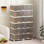 5 bacs de rangement empilables avec roues détachables 85 L Grand organisateur