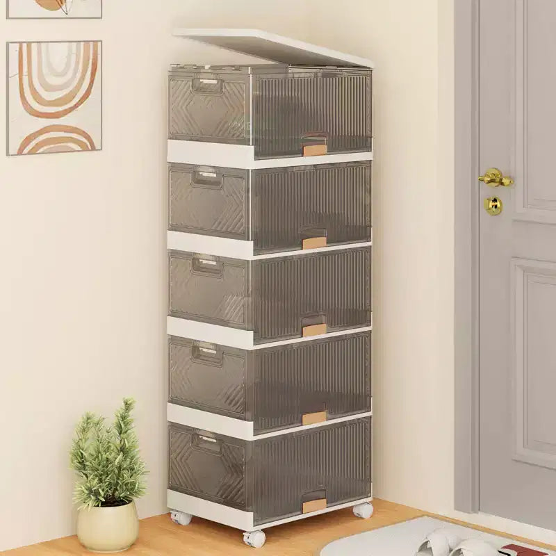 5 bacs de rangement empilables avec roues détachables 85 L Grand organisateur