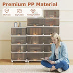 5 bacs de rangement empilables avec roues détachables 85 L Grand organisateur