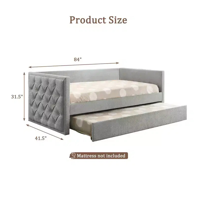 Canapé-lit double design moderne avec lit gigogne et matelas - Plateforme prête avec bois d'ingénierie
