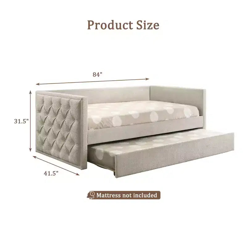 Canapé-lit double design moderne avec lit gigogne et matelas - Plateforme prête avec bois d'ingénierie