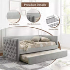 Canapé-lit double design moderne avec lit gigogne et matelas - Plateforme prête avec bois d'ingénierie