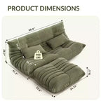 Canapé en tissu bouclette de 69 pouces, pouf double pour deux personnes avec assise profonde, canapés rembourrés pour salon, chambre à coucher, appartement