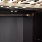 Lit mezzanine pleine taille avec armoire et bureau intégré, cadre de lit mezzanine en bois massif avec escalier et étagère de rangement pour enfants