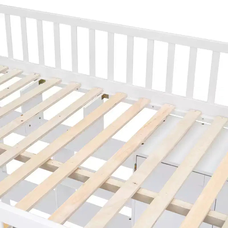 Lit mezzanine pleine taille avec armoire et bureau intégré, cadre de lit mezzanine en bois massif avec escalier et étagère de rangement pour enfants