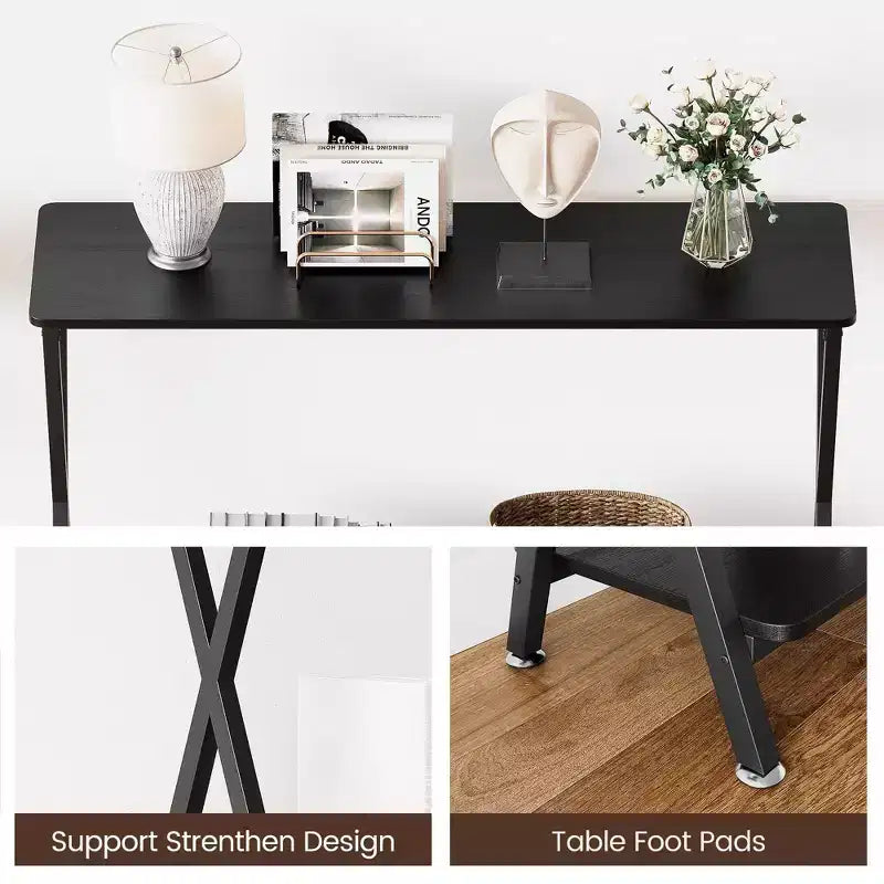 2 - Tier Narrow Console Table, Small Entryway Table, Display Table with Shelves, Sofa Table for Living Room Hallway Entryway Foyer