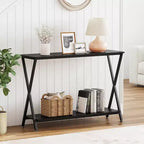 Coolmee 2-Tier Narrow Console Table, Small Entryway Table, Display Table with Shelves, Sofa Table for Living Room Hallway Entryway Foyer