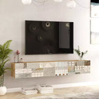 Meuble TV Console de divertissement avec étagères de rangement et portes