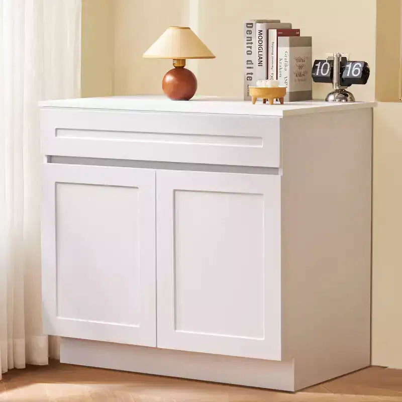 Meuble bas Shaker, Meuble bas sous évier non assemblé de 36 pouces, Meuble de 36 L x 24 P x 34,5 H prêt à assembler, Blanc