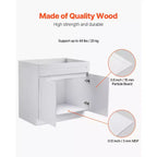 Meuble bas Shaker, Meuble bas sous évier non assemblé de 36 pouces, Meuble de 36 L x 24 P x 34,5 H prêt à assembler, Blanc