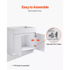 Meuble bas Shaker, Meuble bas sous évier non assemblé de 36 pouces, Meuble de 36 L x 24 P x 34,5 H prêt à assembler, Blanc