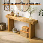 Table Console en Bois Massif 63 po, Table de Canapé de Ferme Rustique, Table Étroite d'Entrée, Table d'Appoint, Naturel