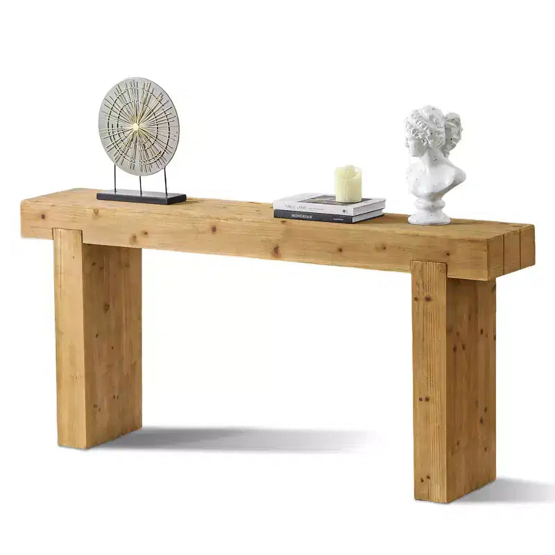 Table Console en Bois Massif 63 po, Table de Canapé de Ferme Rustique, Table Étroite d'Entrée, Table d'Appoint, Naturel