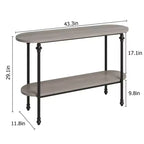 Console, Table d'entrée de 43 po avec rangement, Table de canapé à 2 niveaux avec cadre en métal et MDF, Derrière le canapé - Gris rustique