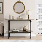 Console, Table d'entrée de 43 po avec rangement, Table de canapé à 2 niveaux avec cadre en métal et MDF, Derrière le canapé - Gris rustique