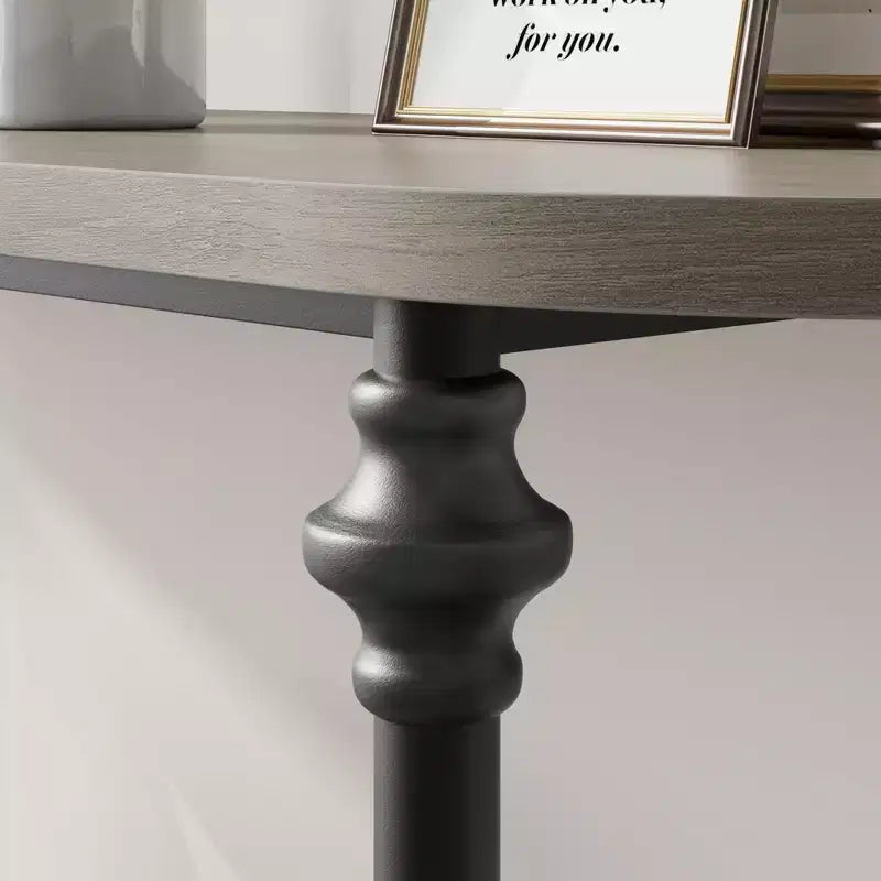 Console, Table d'entrée de 43 po avec rangement, Table de canapé à 2 niveaux avec cadre en métal et MDF, Derrière le canapé - Gris rustique
