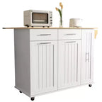 Îlot de cuisine avec abattant, chariot de rangement avec organisateur d'armoire coulissant à 3 niveaux, étagère interne, chariot roulant avec porte-serviettes et 2 tiroirs