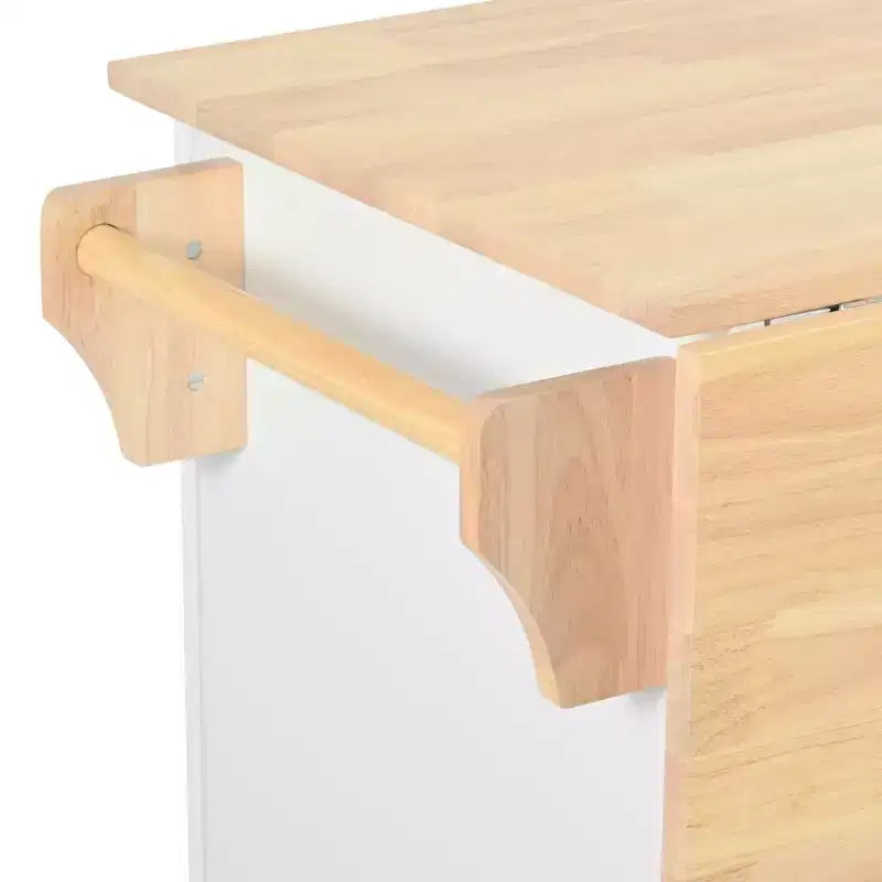 Îlot de cuisine avec abattant, chariot de rangement avec organisateur d'armoire coulissant à 3 niveaux, étagère interne, chariot roulant avec porte-serviettes et 2 tiroirs