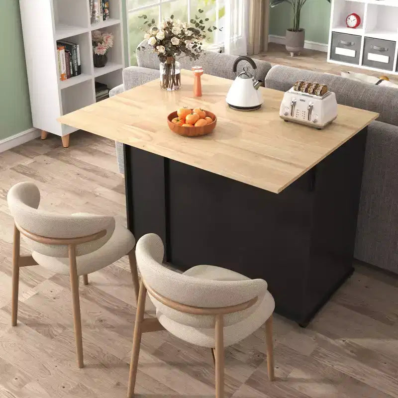 Îlot de cuisine avec abattant, chariot de rangement avec organisateur d'armoire coulissant à 3 niveaux, étagère interne, chariot roulant avec porte-serviettes et 2 tiroirs