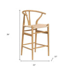 27 Chaise de bar hauteur comptoir en bois massif beige et naturel