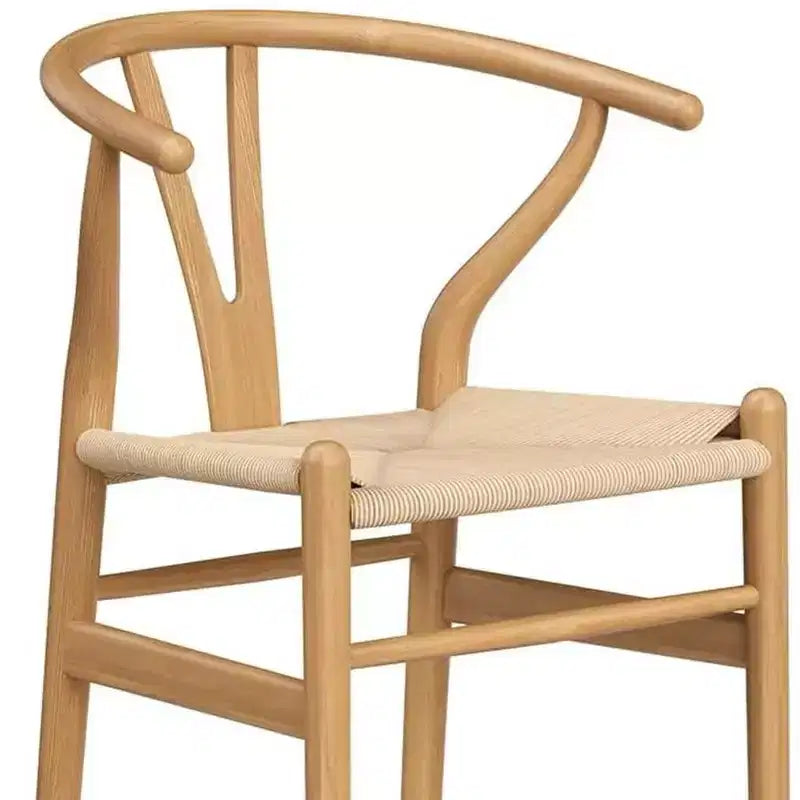 27 Chaise de bar hauteur comptoir en bois massif beige et naturel