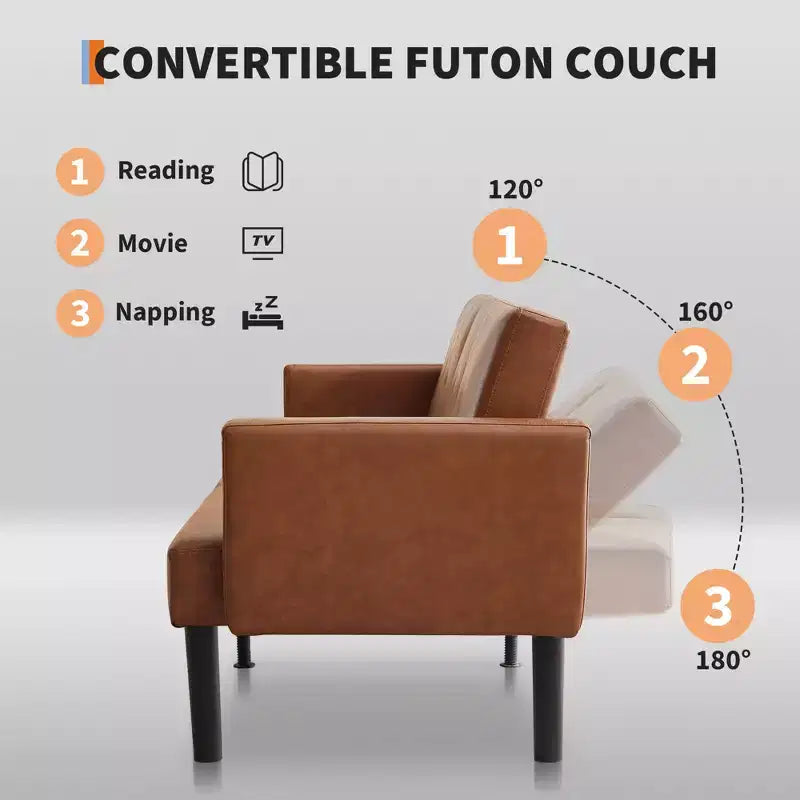 Canapé-lit double, canapé inclinable réglable sur 3 positions, conception surélevée pour un nettoyage facile, canapé pliant moderne pour salon, appartement, bureau